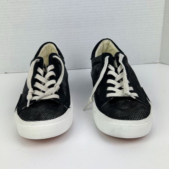 Dolce Vita Zina Sneakers Gunmetal Glitter Leather Tennis Shoes Lace Up Glam 6.5 - Picture 6 of 10